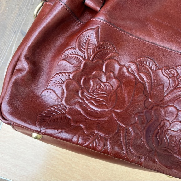 Patricia Nash Ashford Rose Tooled Leather Crossbody Satchel In British Tan - Picture 15 of 16